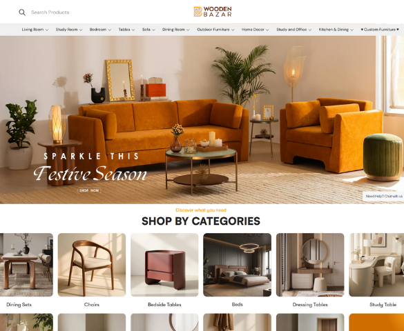 Furniture Website Development for Wooden Bazaar